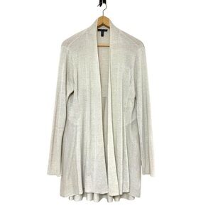 EILEEN FISHER Sz M Organic Italian Yarn Liben Beige Longline Cardigan Sweater